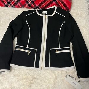 Calvin Klein Black and White Blazer with Tailored Fit